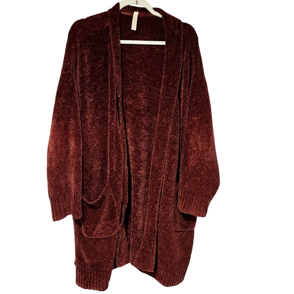 Cacique‎ Sleep Plus Size Cranberry Plush Robe Cardigan Sweater Size 26/28